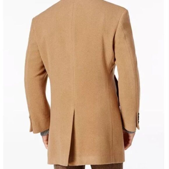 Calvin Klein Prosper Wool Blend X-Fit Slim Fit Overcoat Coat in Camel size 48Reg - Picture 3 of 16